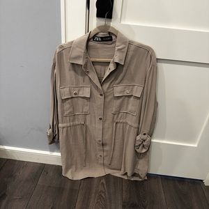 Zara green tie dress size medium